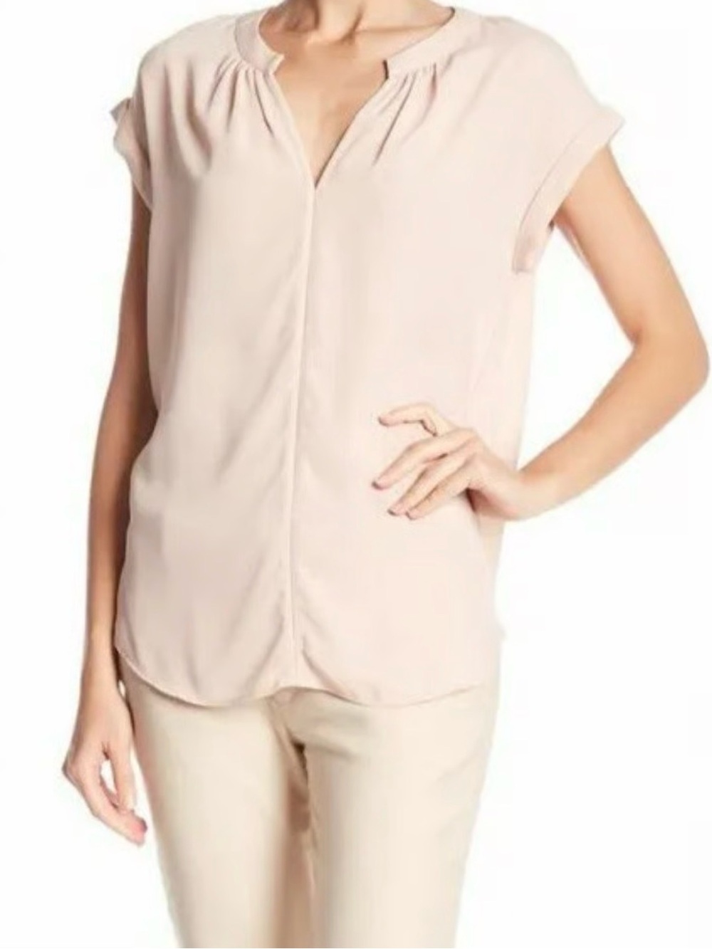 Women's philosophy Cap-Sleeve V-Neck Blouse in Blush